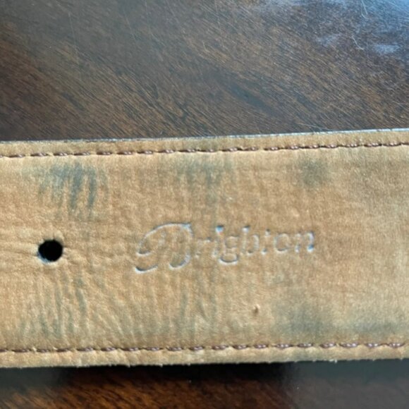 Brighton Suede Leather Silver Embossed Metal Chain Links - Picture 4 of 6